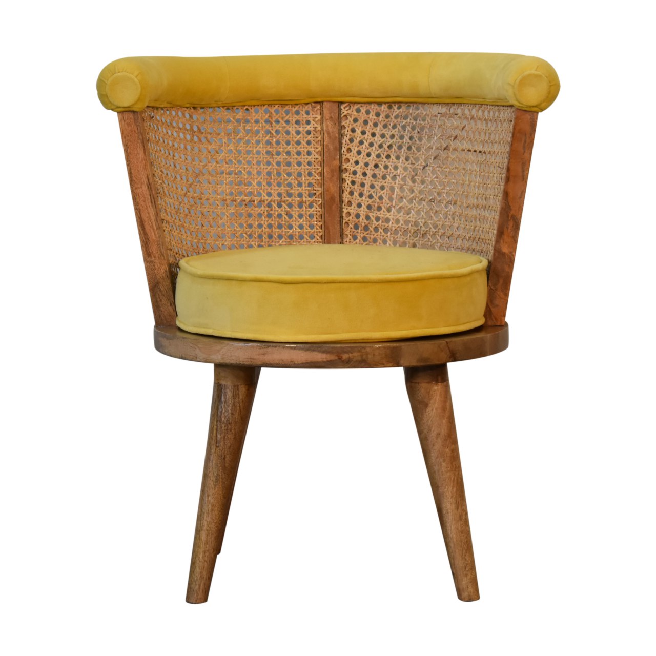 in1847 mustard cotton velvet nordic rattan chair