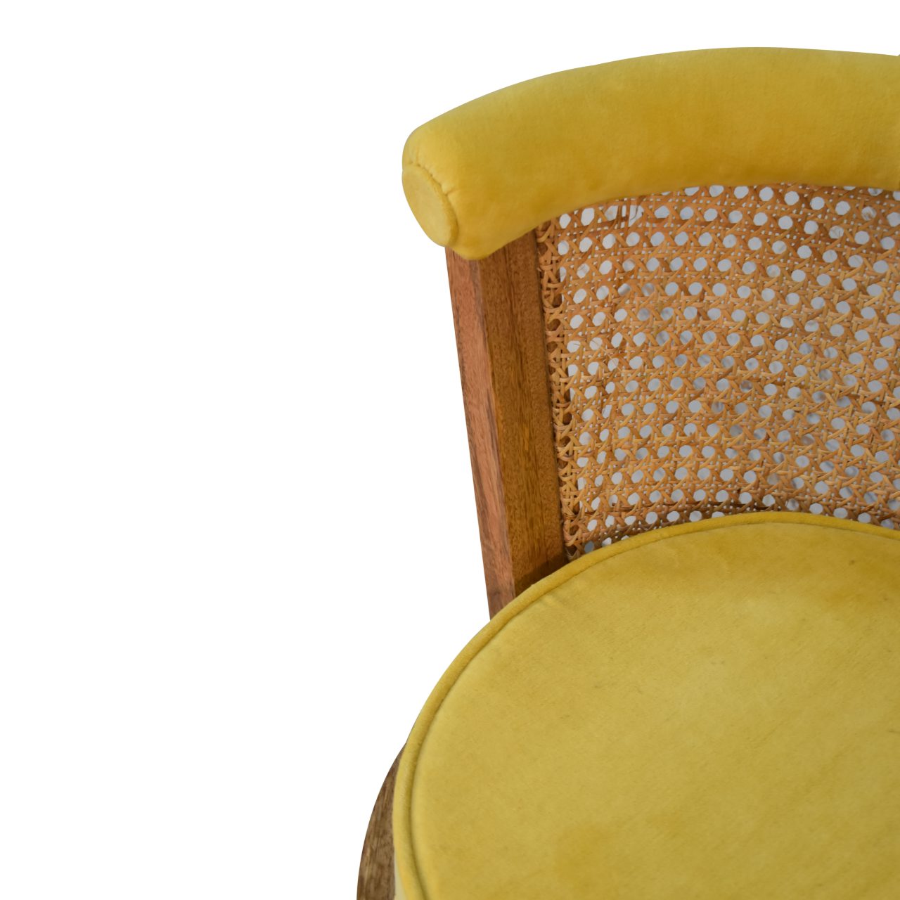 in1847 mustard cotton velvet nordic rattan chair