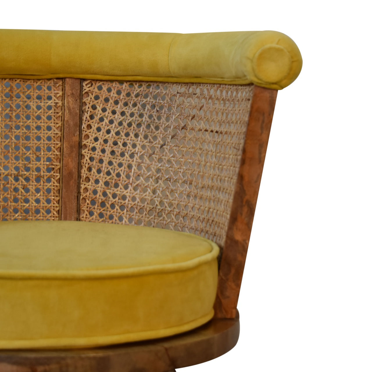 in1847 mustard cotton velvet nordic rattan chair