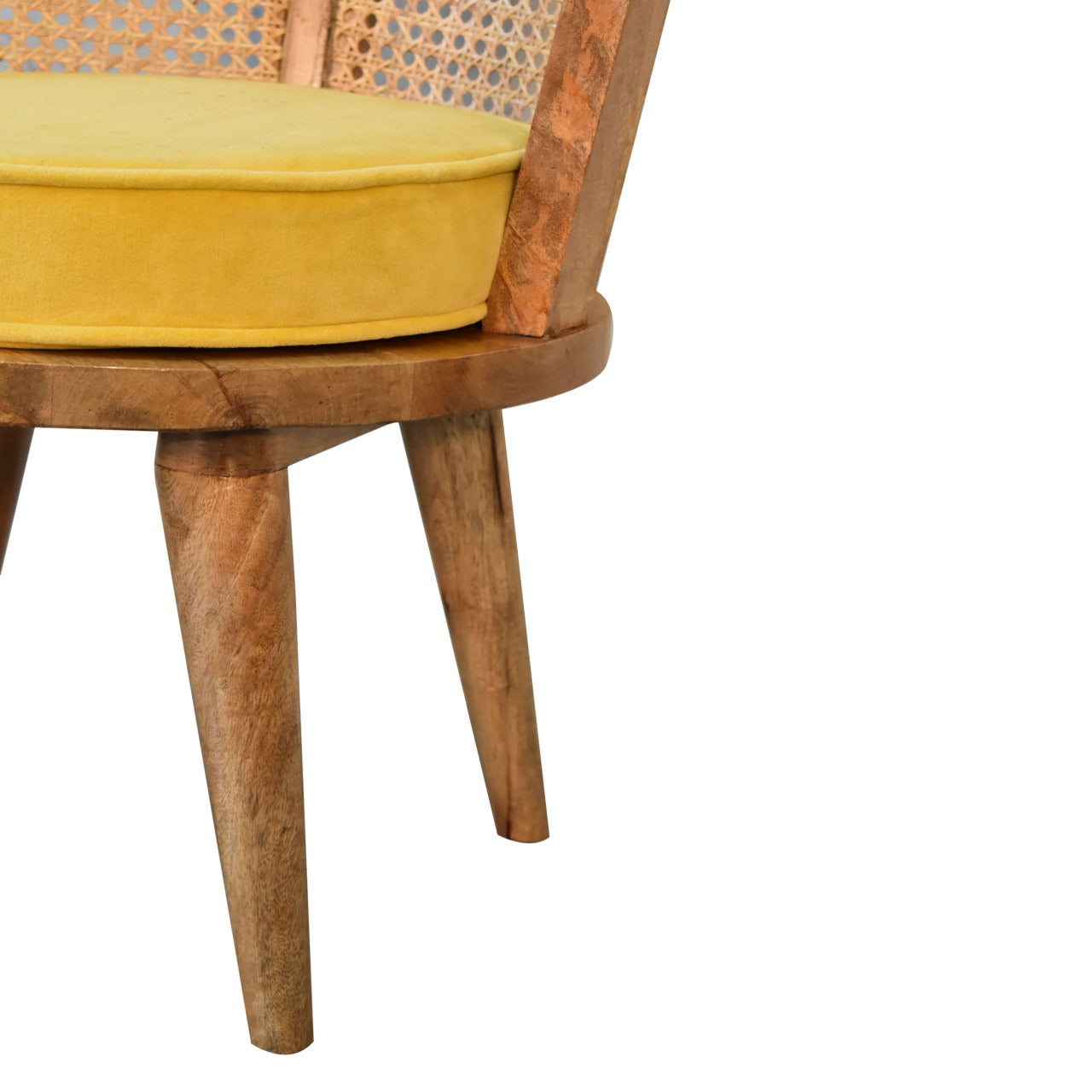 in1847 mustard cotton velvet nordic rattan chair