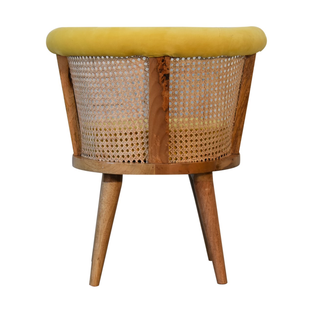 in1847 mustard cotton velvet nordic rattan chair