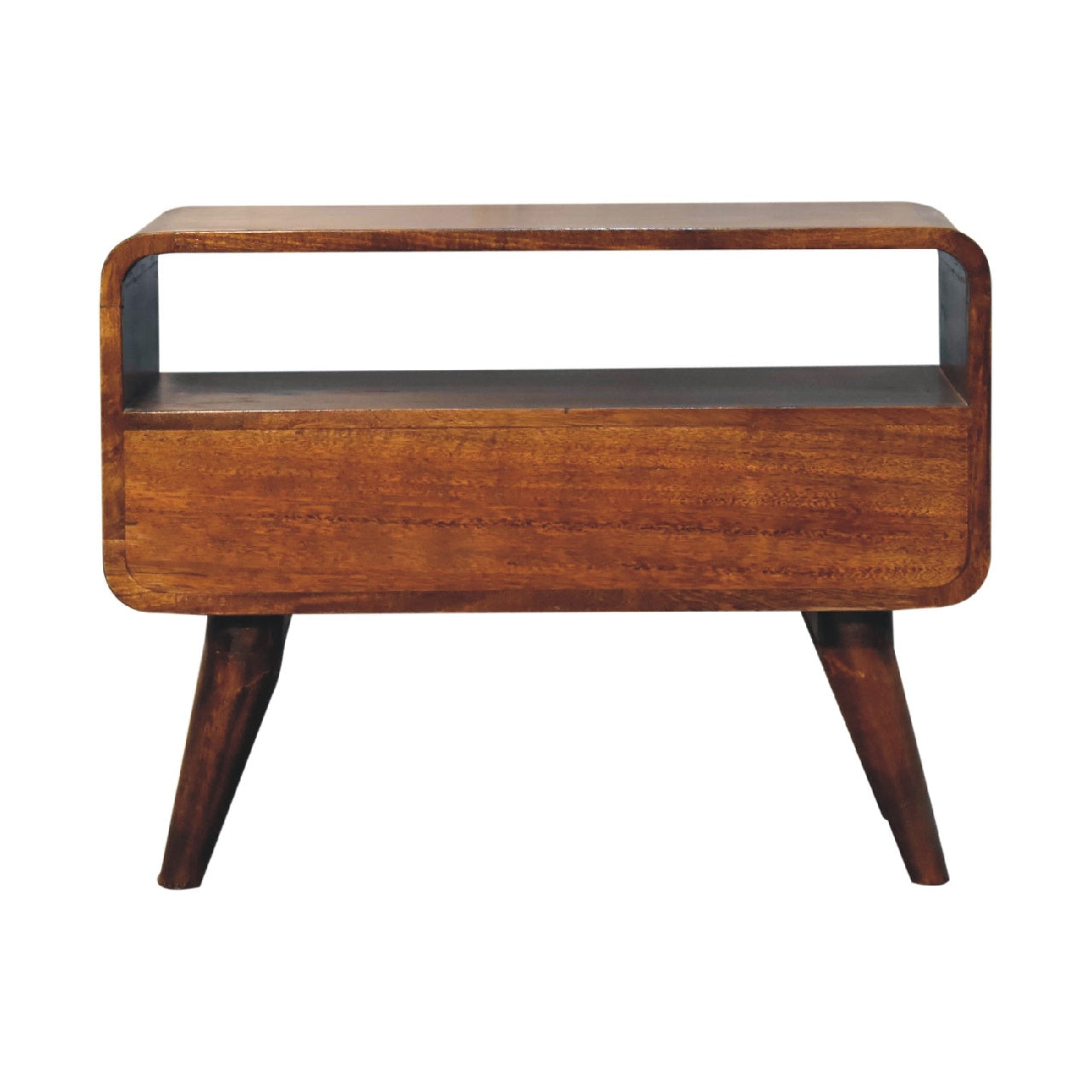 Mini Chestnut Curved TV Stand