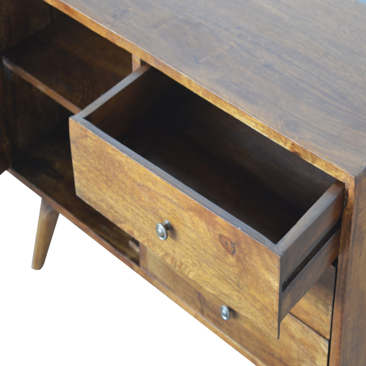 Solid Wood 3 Drawer Carved Chestnut Storage Cabinet