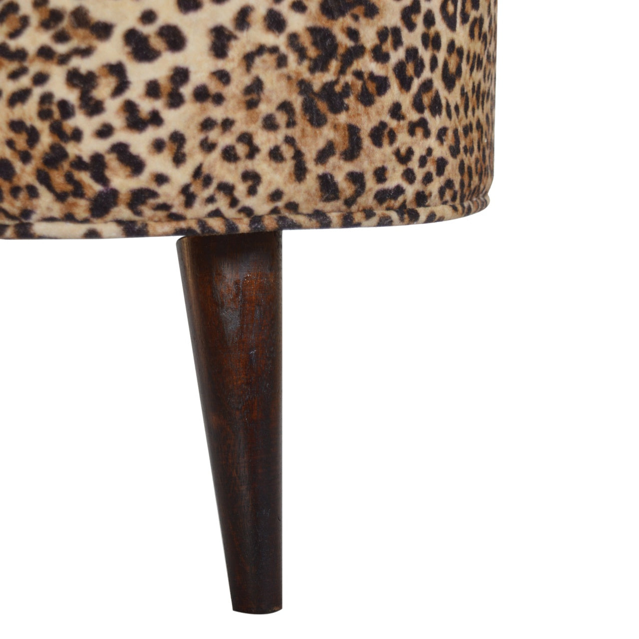 Solid Wood Leopard Print Footstool