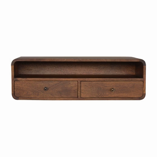 Solid Wood Wall Mounted 2 Drawer Console Table