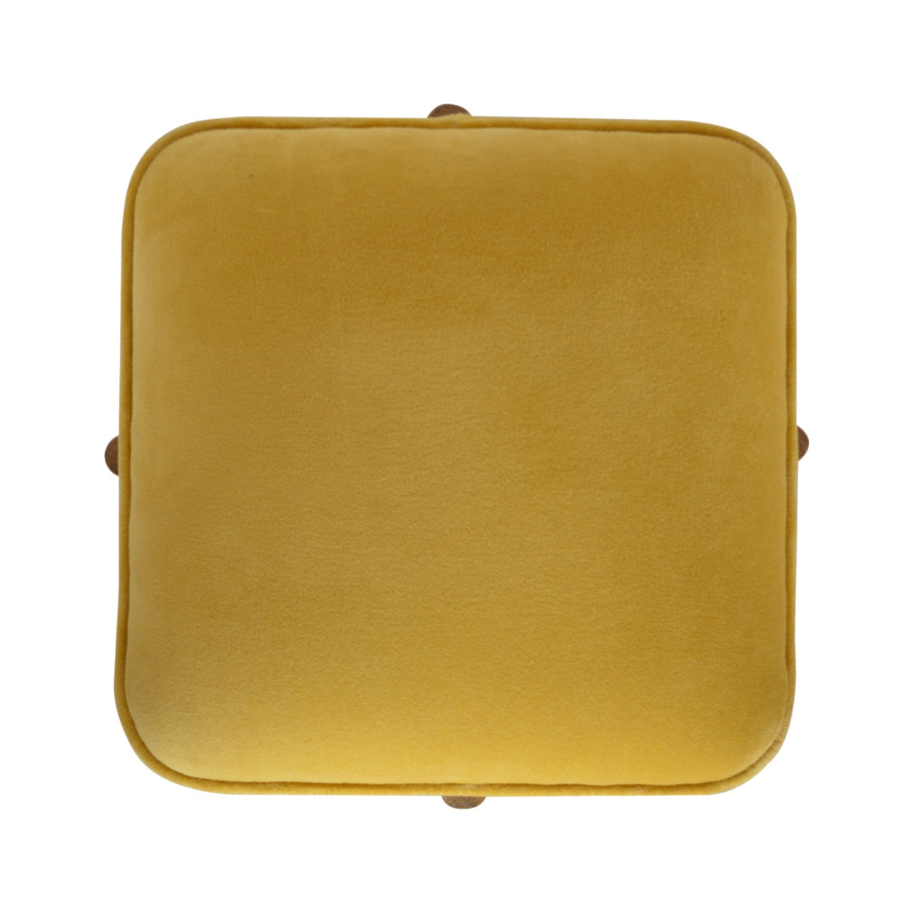 Solid Wood Mustard Velvet Footstool with Solid Wood Legs
