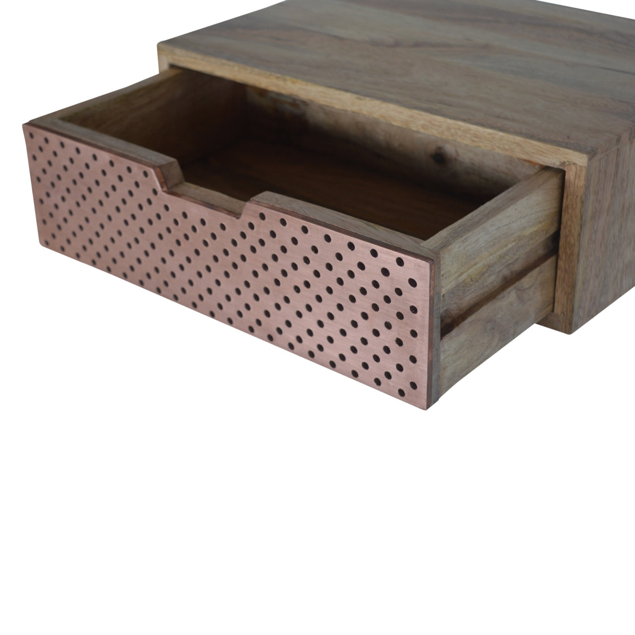 Solid Wood Wall Mounted Copper Bedside