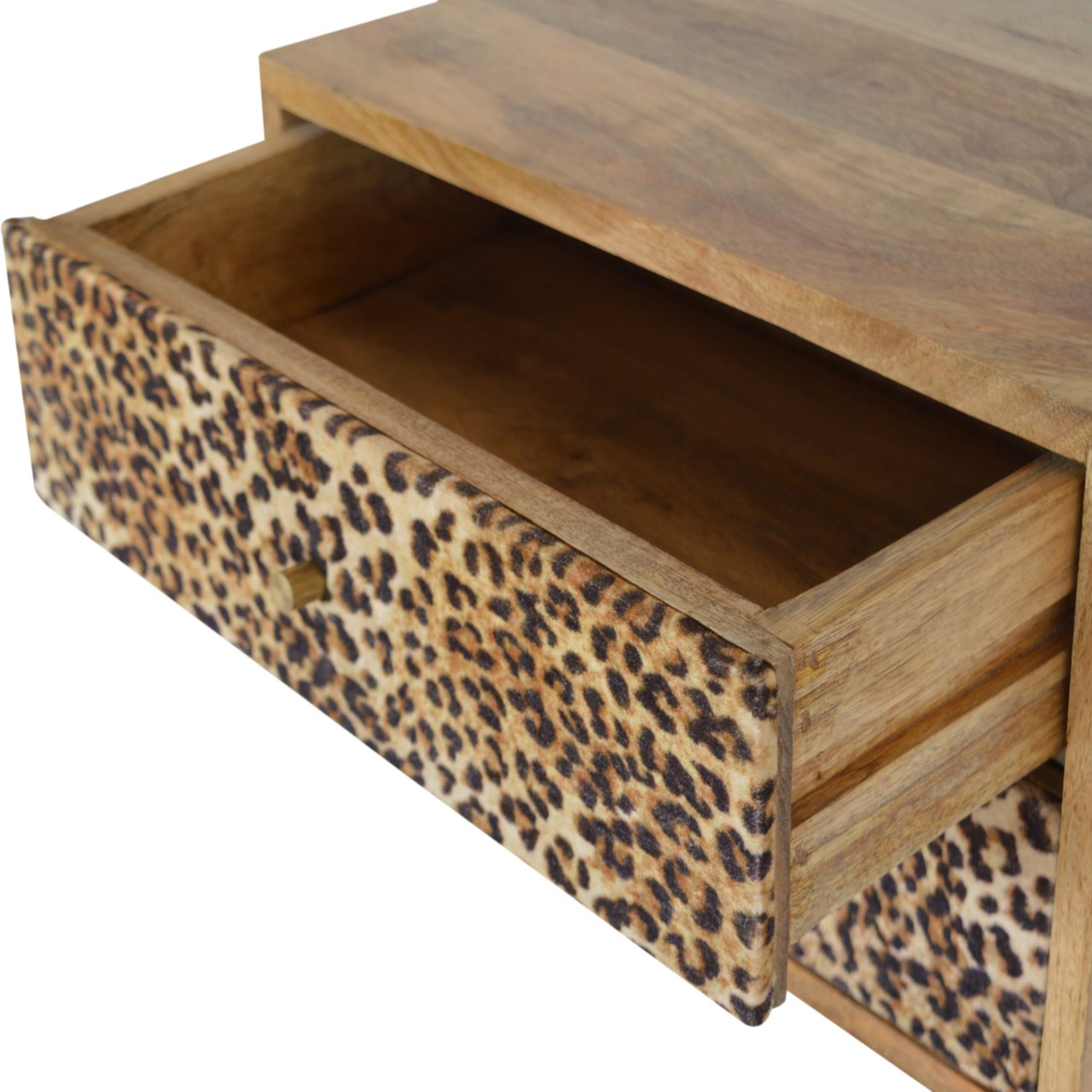 Solid Wood Wall Leopard Print Bedside