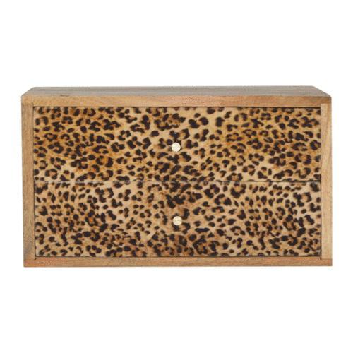 Solid Wood Wall Leopard Print Bedside