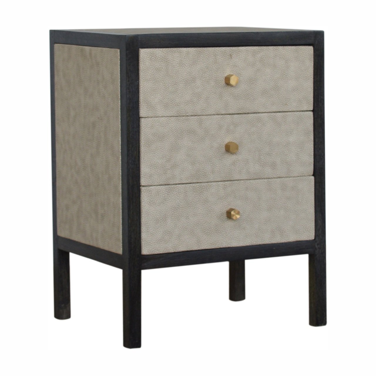 Solid Wood Faux Leather Bedside