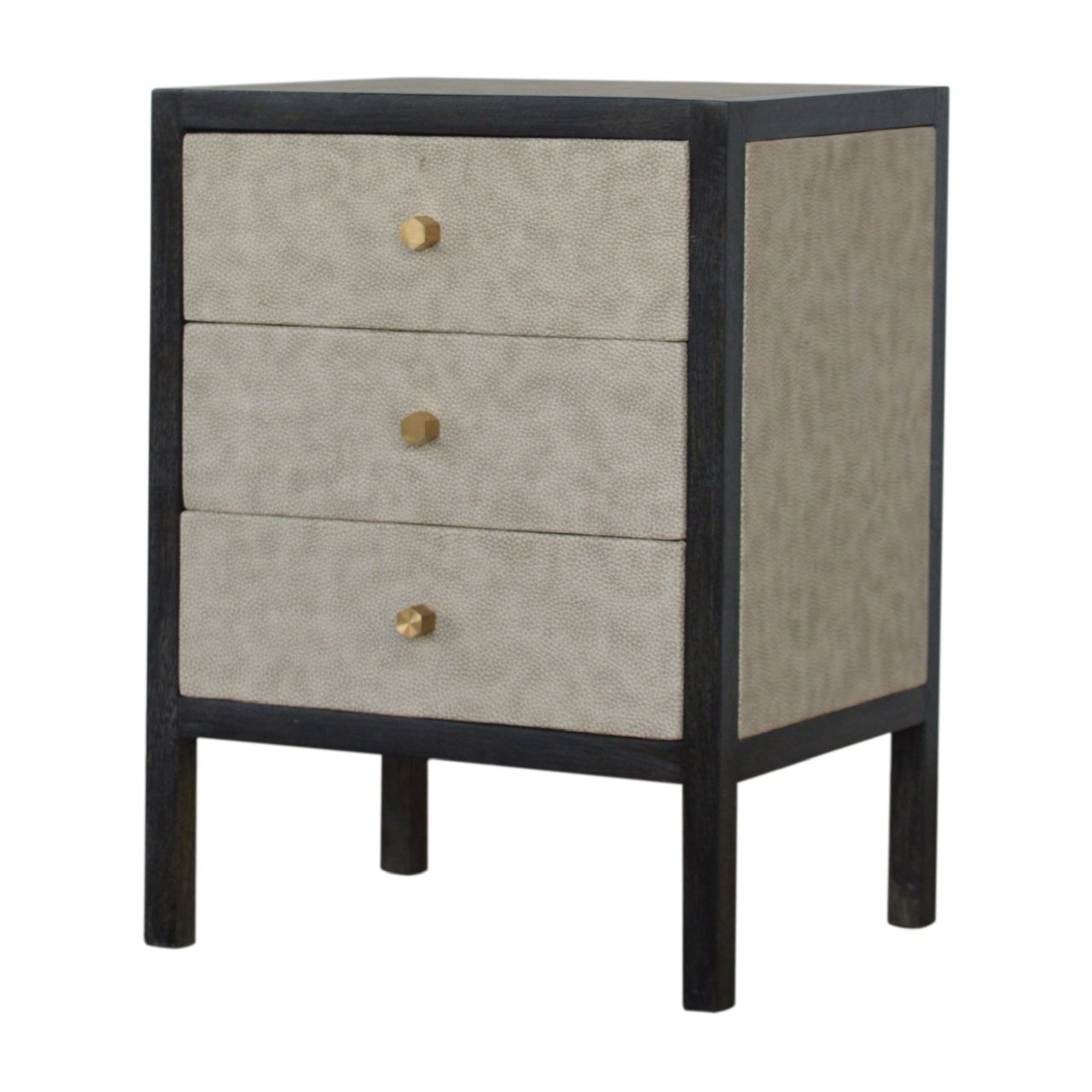 Solid Wood Faux Leather Bedside