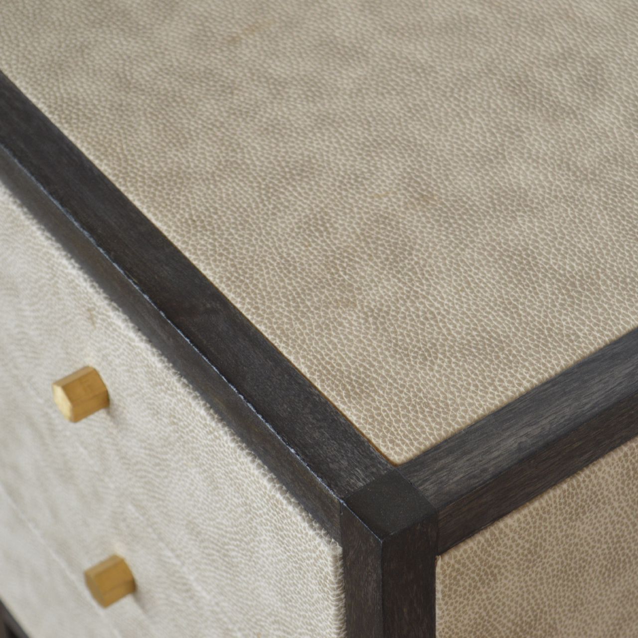 Solid Wood Faux Leather Bedside