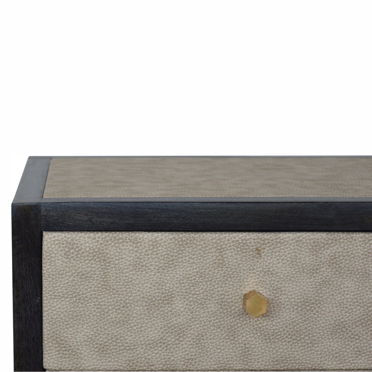 Solid Wood Faux Leather Bedside