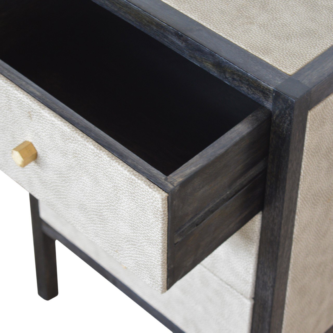 Solid Wood Faux Leather Bedside