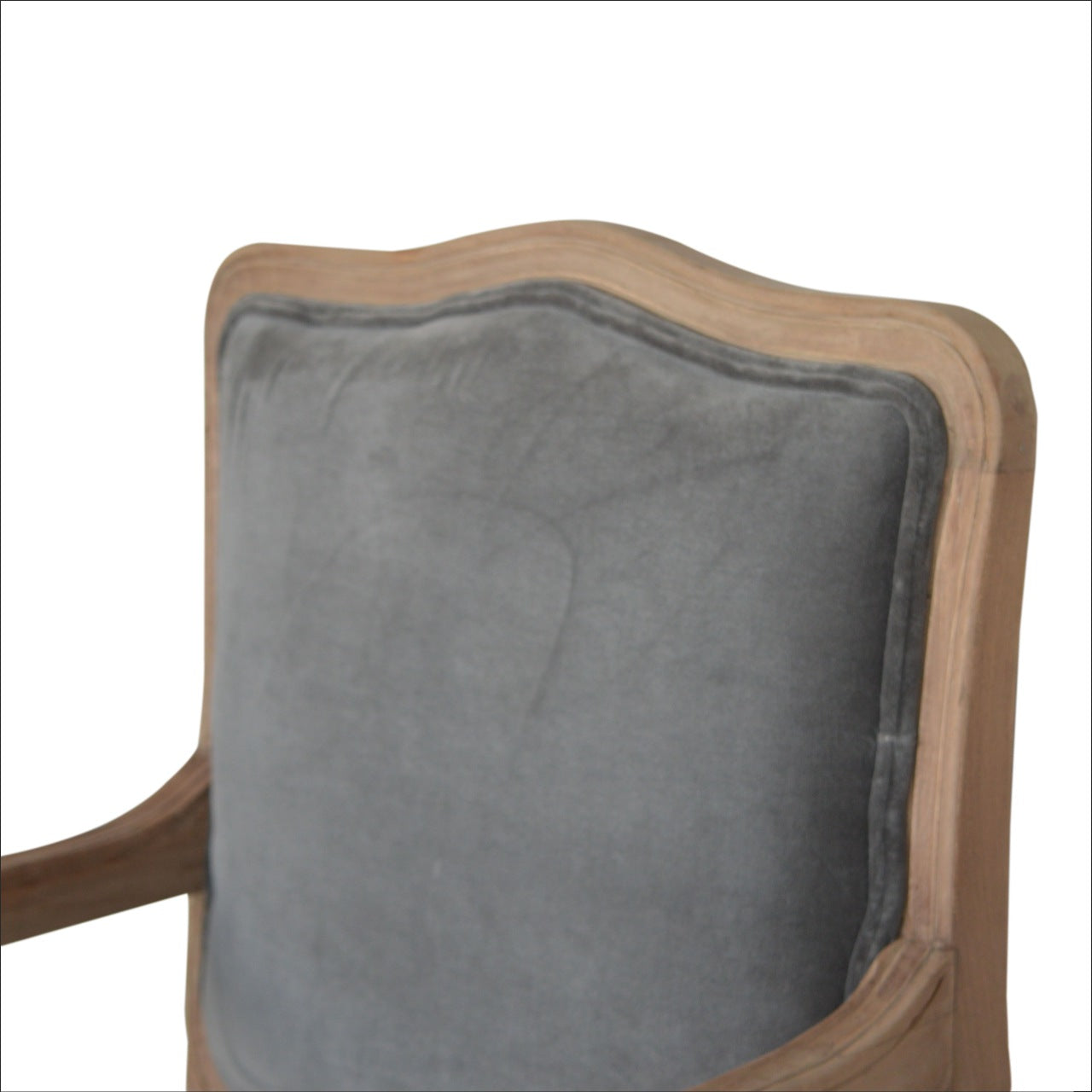 Solid Wood Grey Velvet French Style Chair