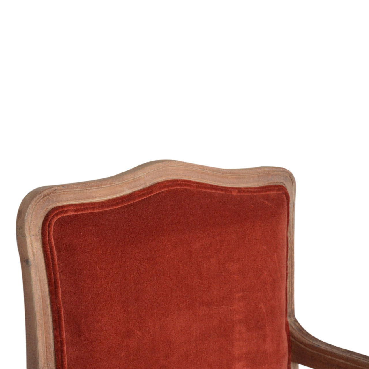 Solid Wood Brick Red Velvet French Style Chair