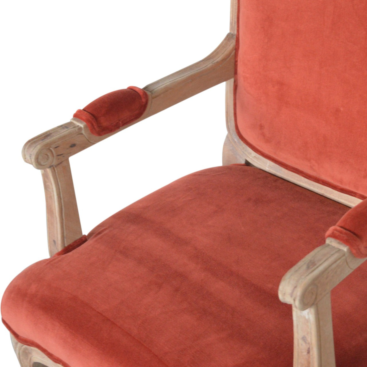 Solid Wood Brick Red Velvet French Style Chair