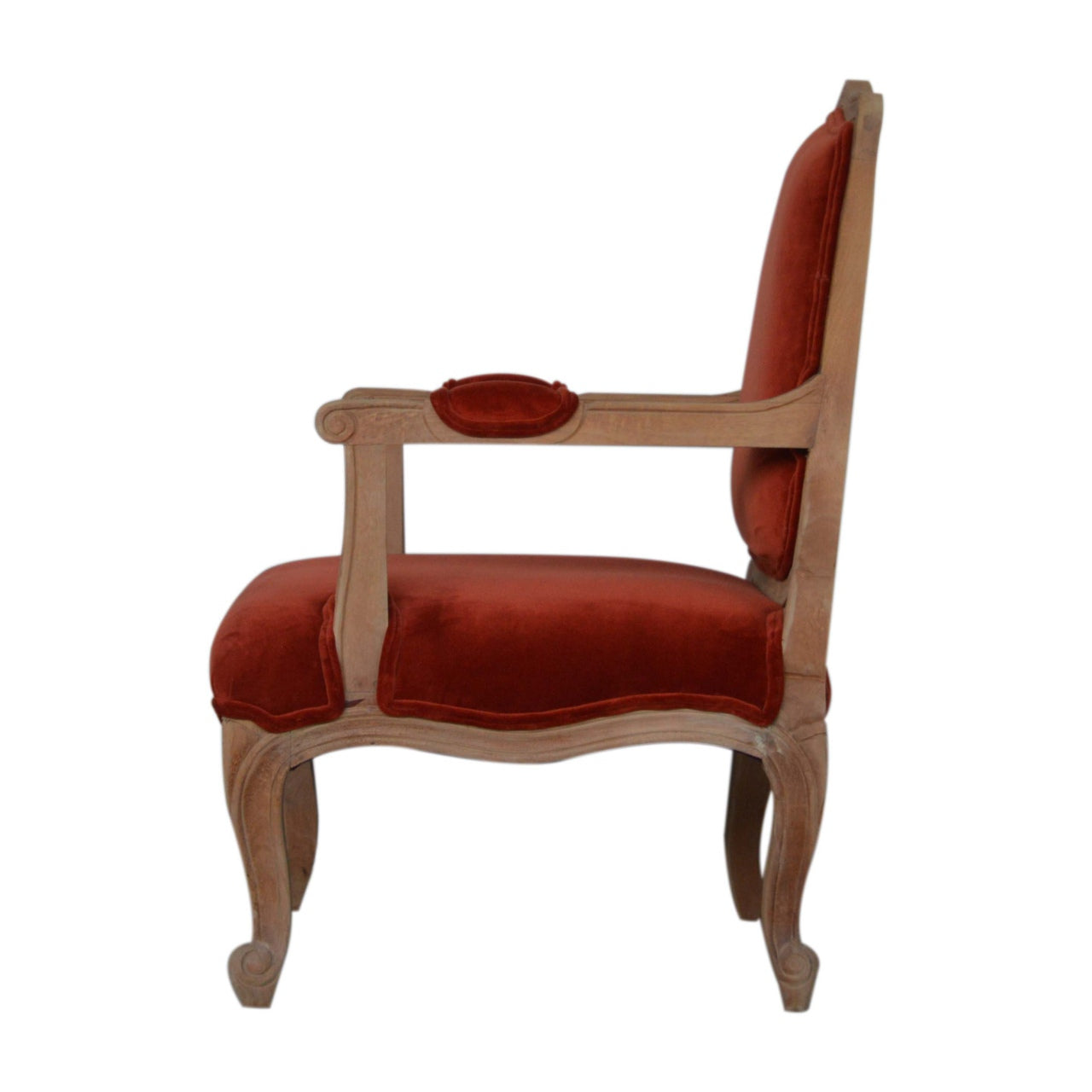 Solid Wood Brick Red Velvet French Style Chair