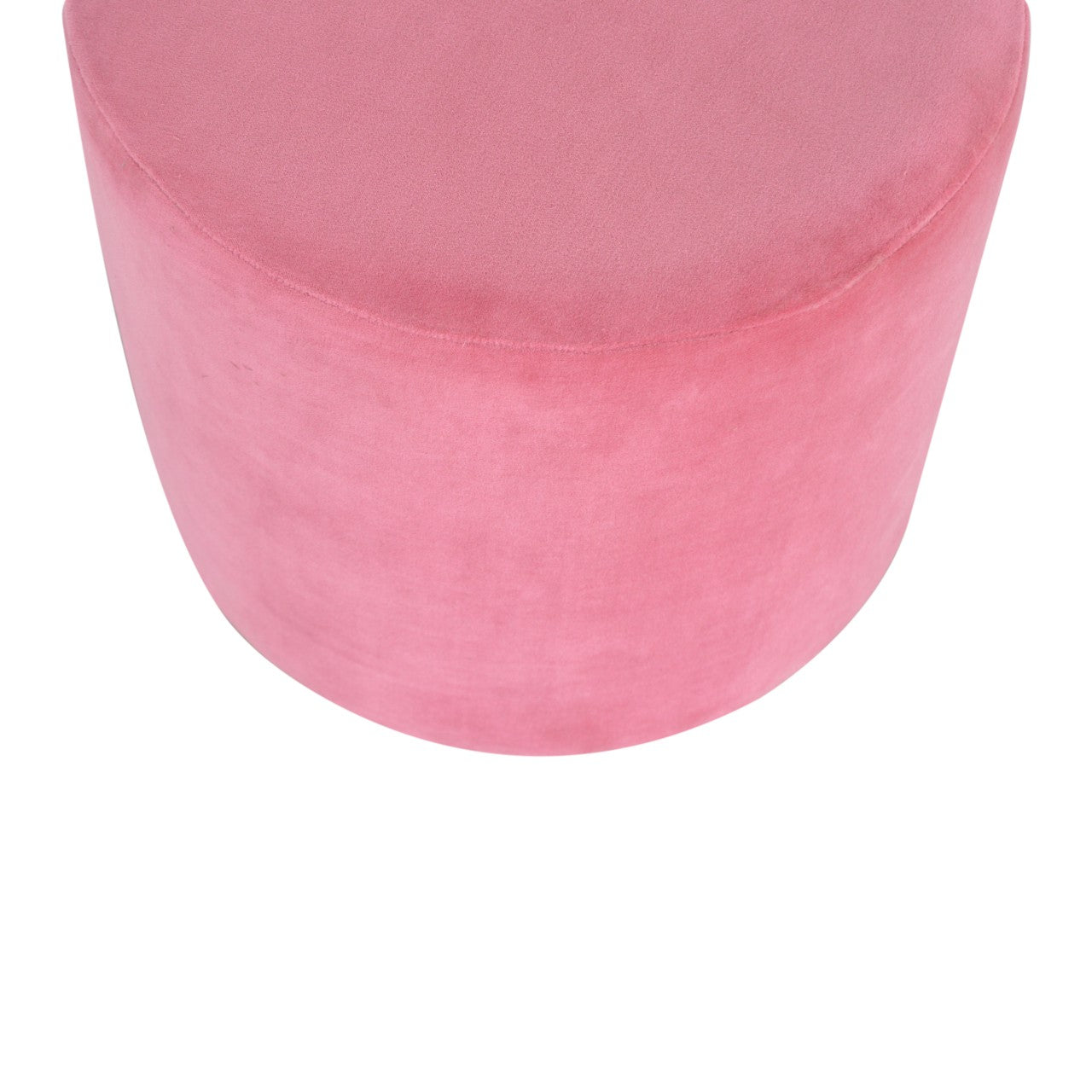 Solid Wood Large Pink Velvet Footstool with Gold Base