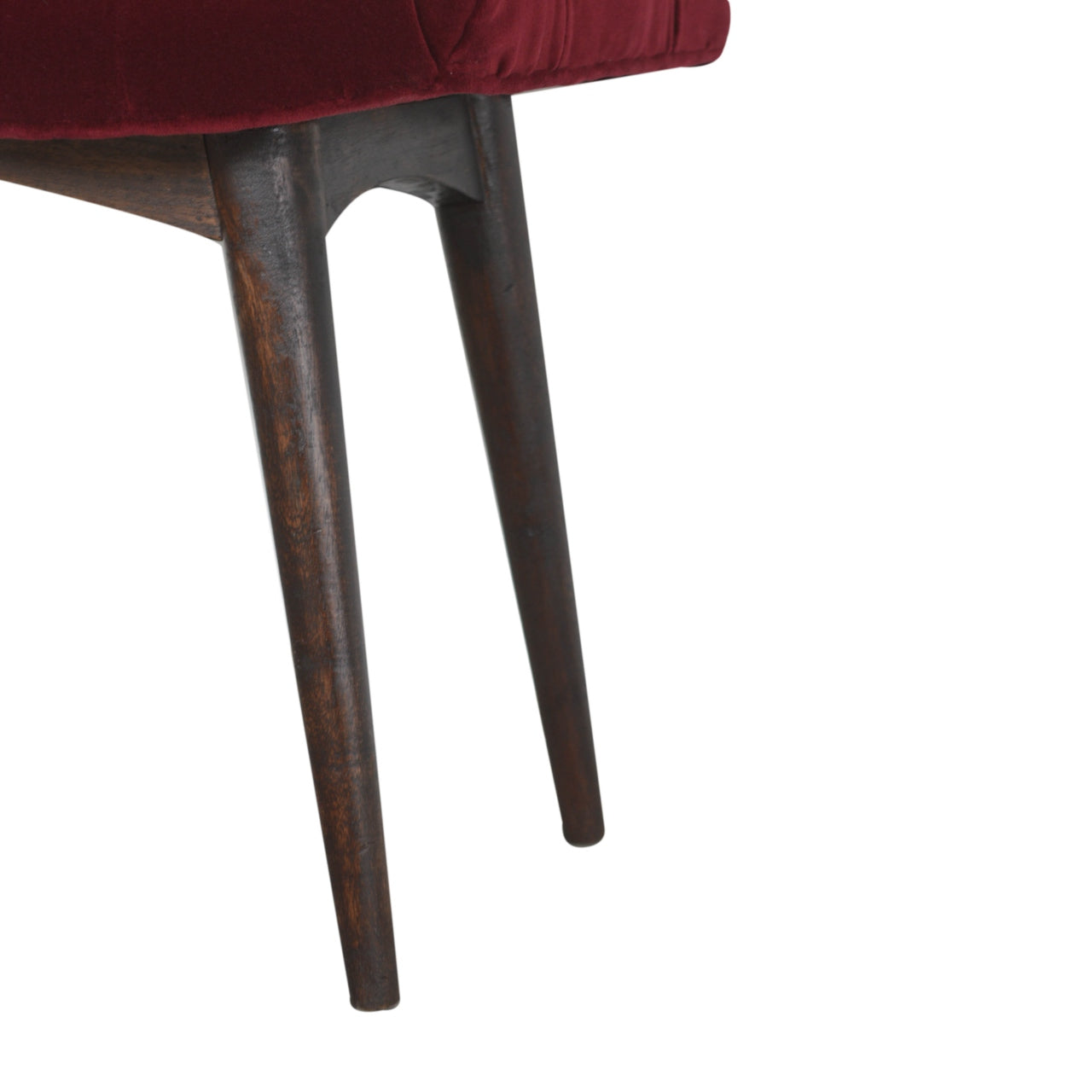 Solid Wood Wine Red Cotton Velvet Curved Bench