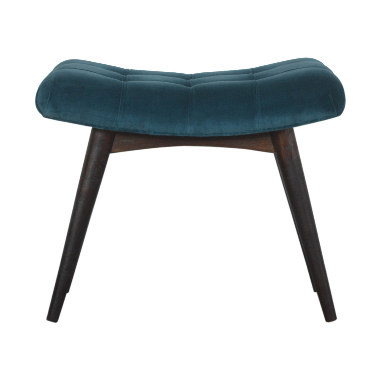 teal cotton velvet curved bench