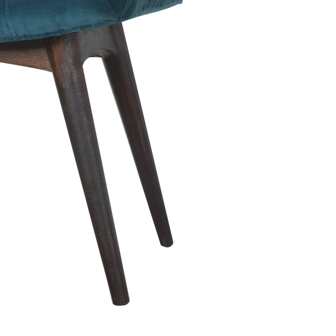 teal cotton velvet curved bench