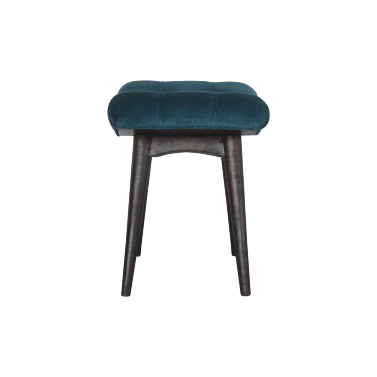 teal cotton velvet curved bench