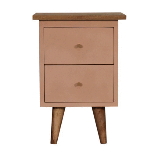 Solid Wood Blush Pink Hand Painted Bedside