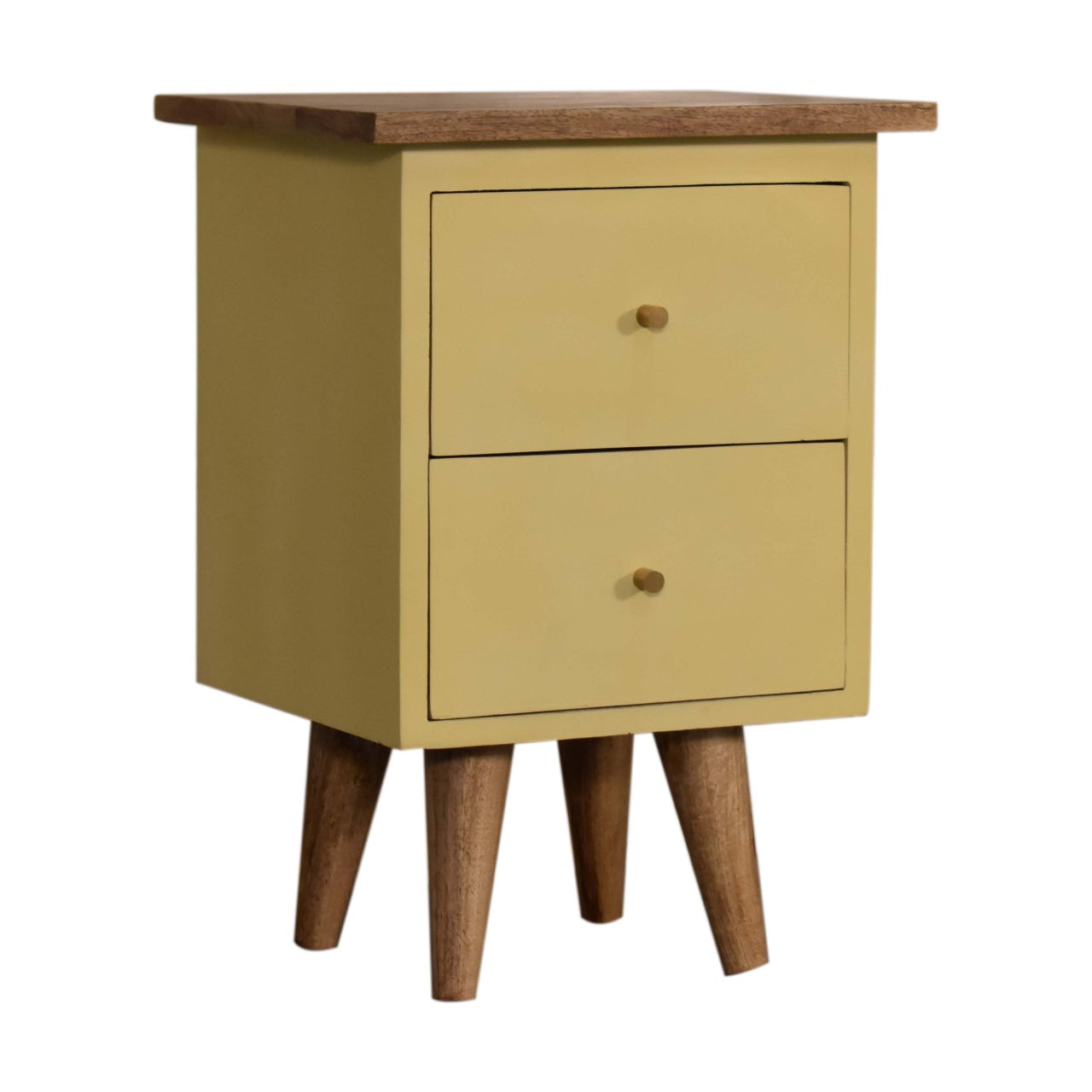 Solid Wood Yellow Hand Painted Bedside
