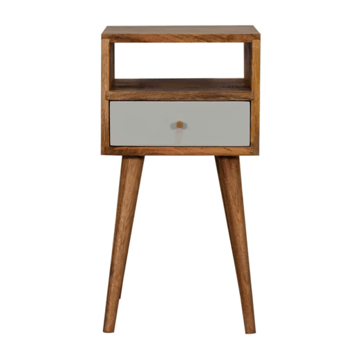 Solid Wood Sky Blue Hand Painted Small Bedside