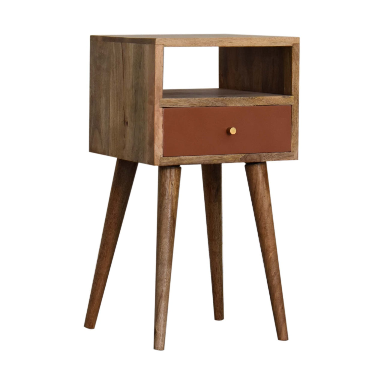 mini brick red hand painted bedside