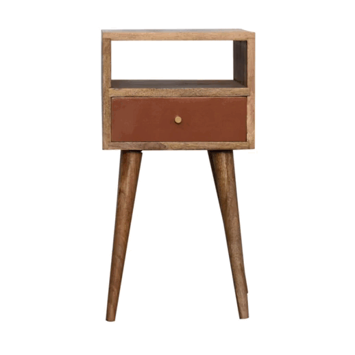 mini brick red hand painted bedside