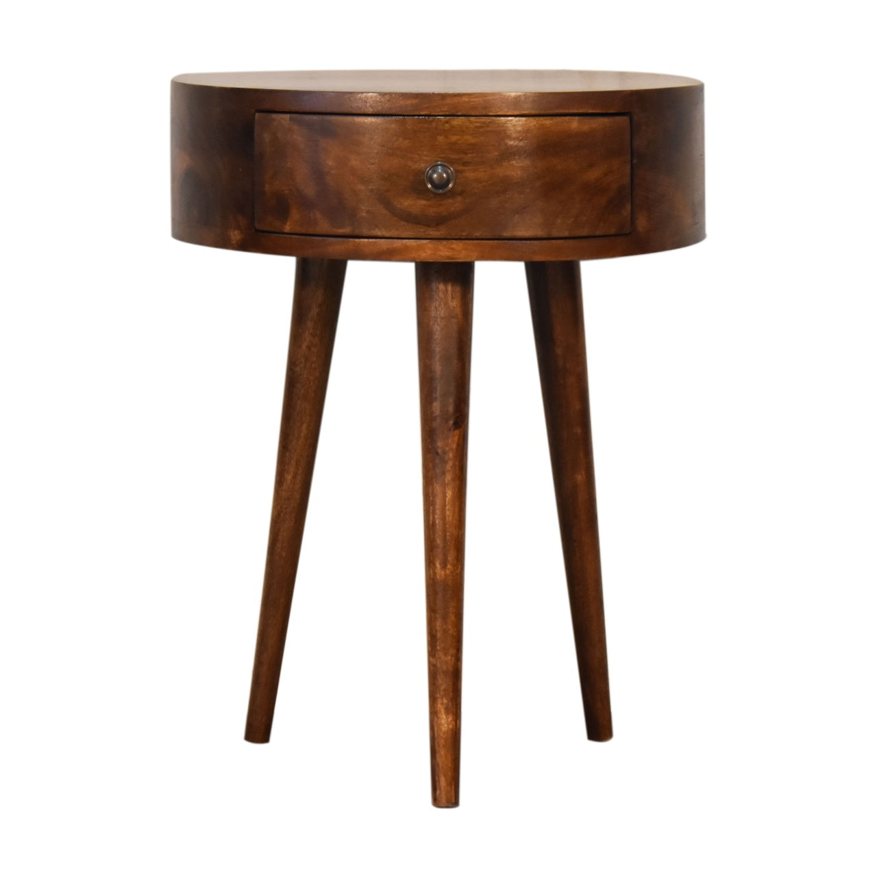 chestnut semi circle bedside