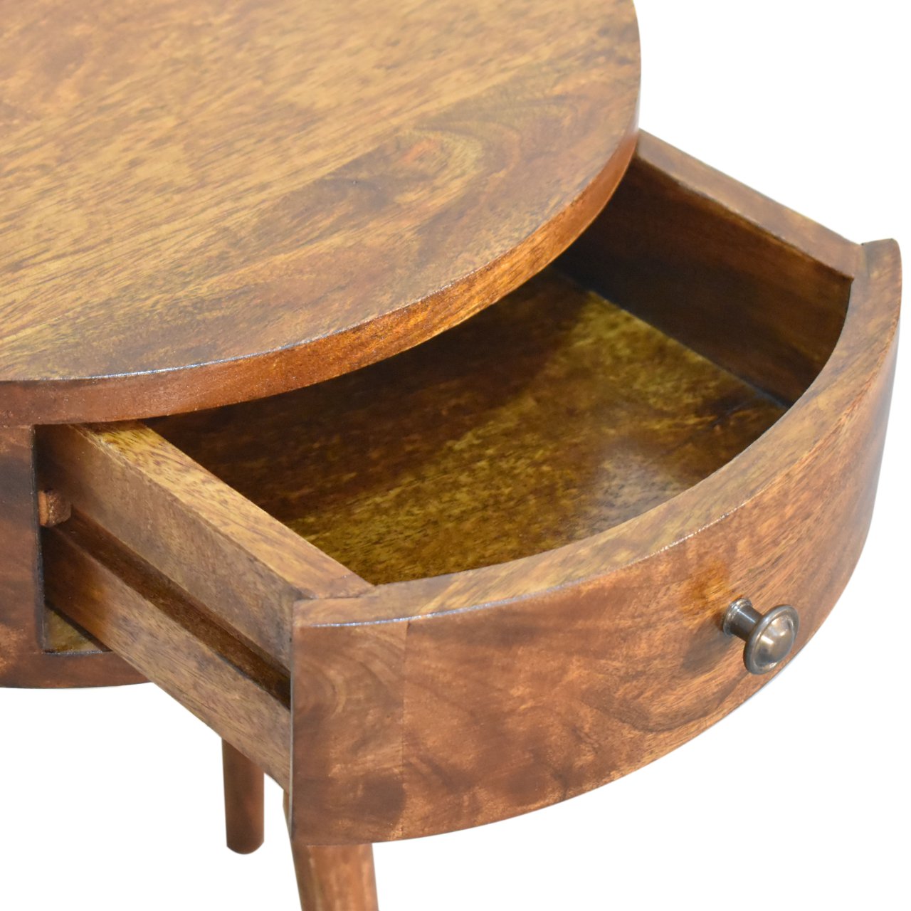 chestnut semi circle bedside