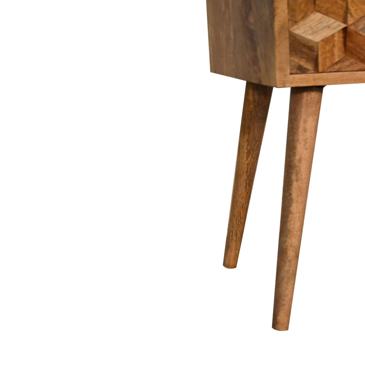 mini cube carved 2 drawer bedside