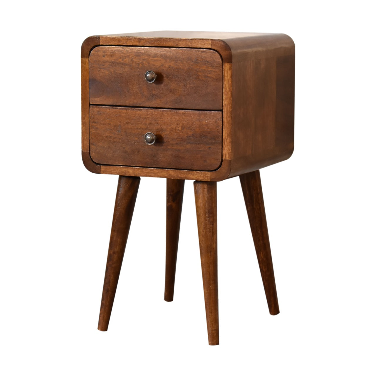 mini chestnut curved bedside