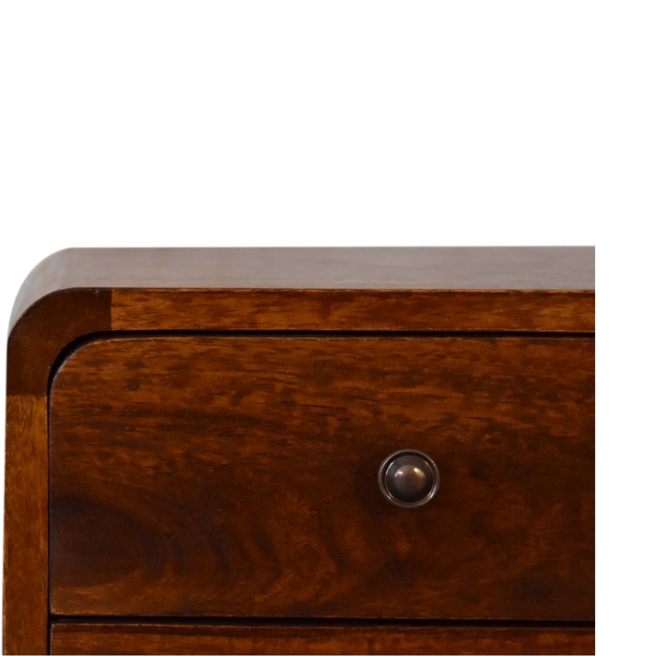 mini chestnut curved bedside