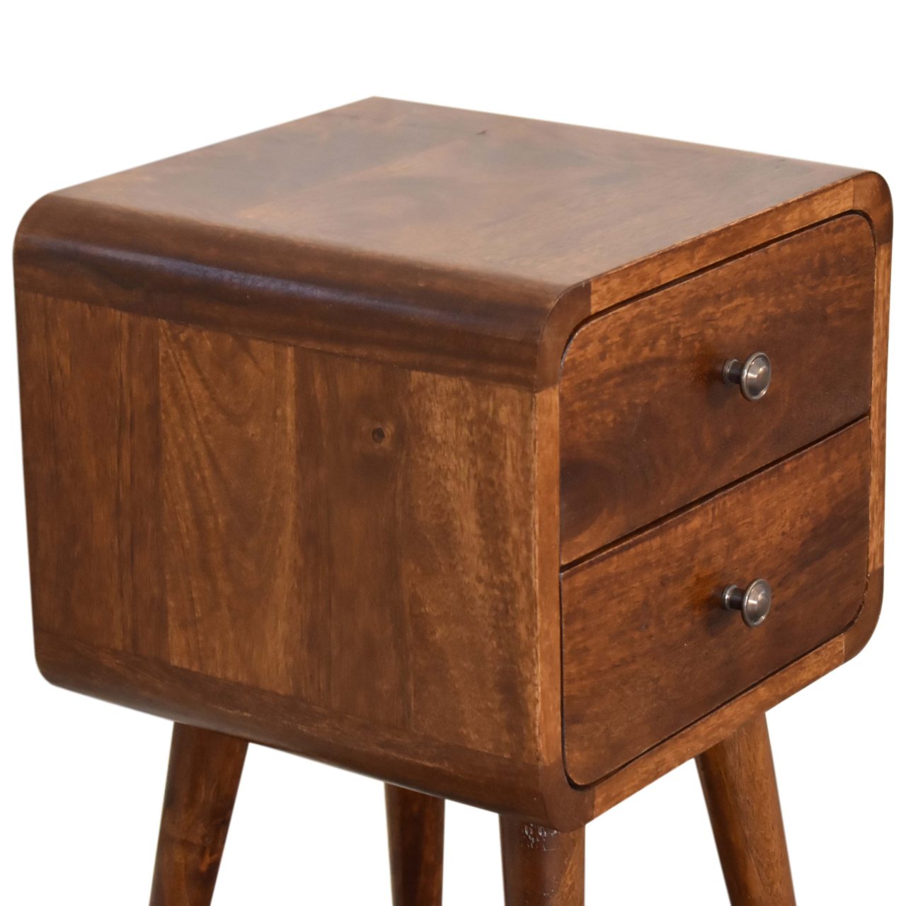 mini chestnut curved bedside