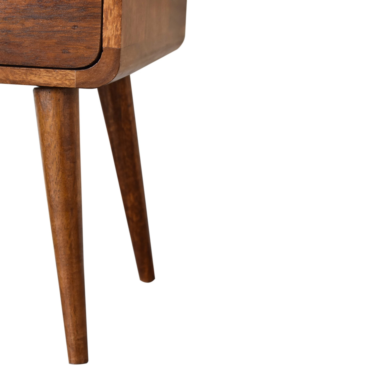 mini chestnut curved bedside