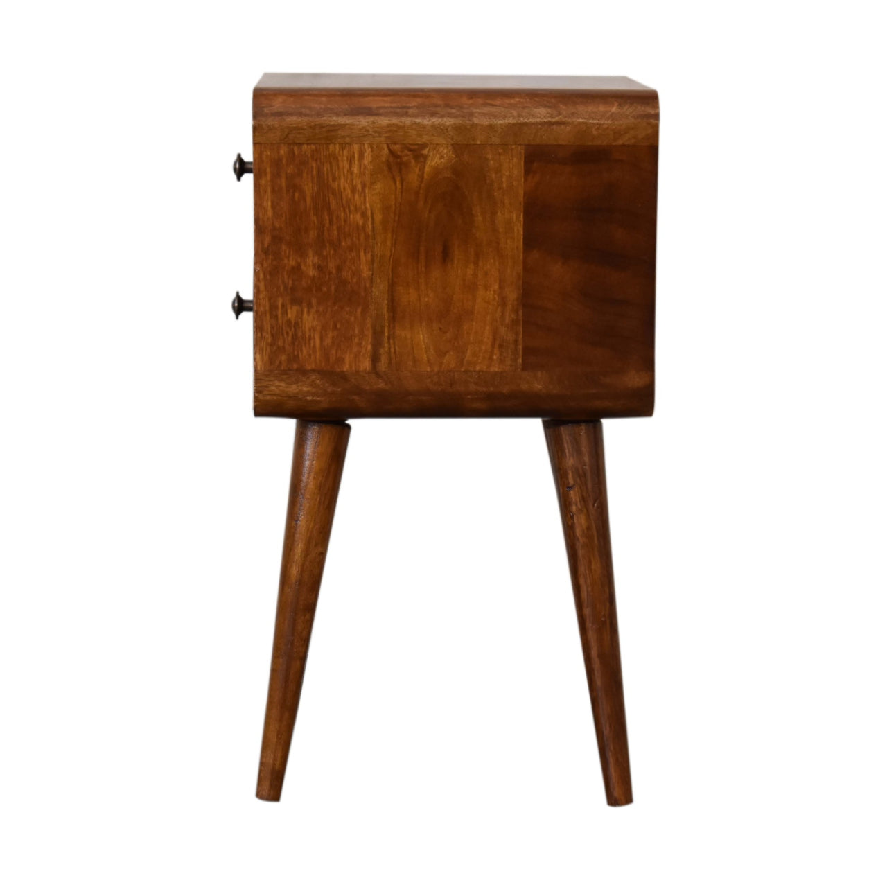mini chestnut curved bedside