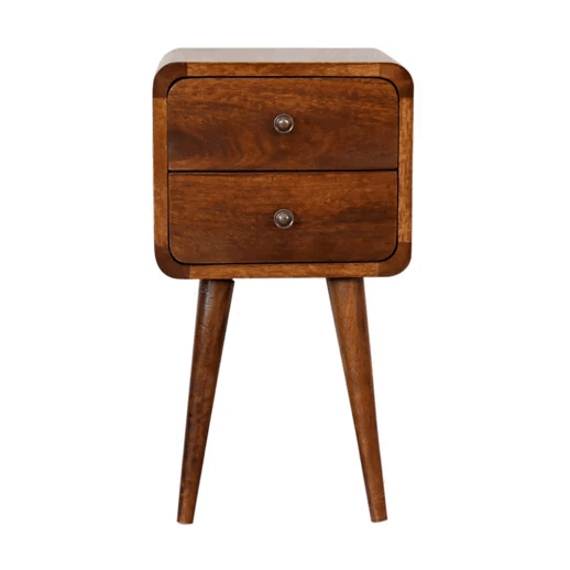 mini chestnut curved bedside