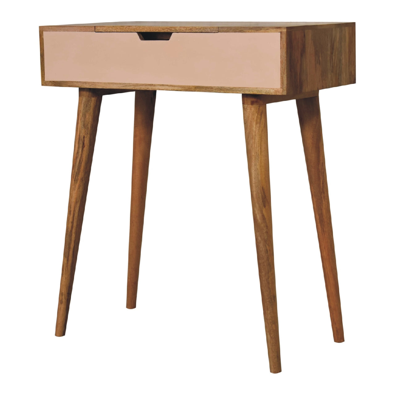 mini blush pink dressing table with foldable mirror
