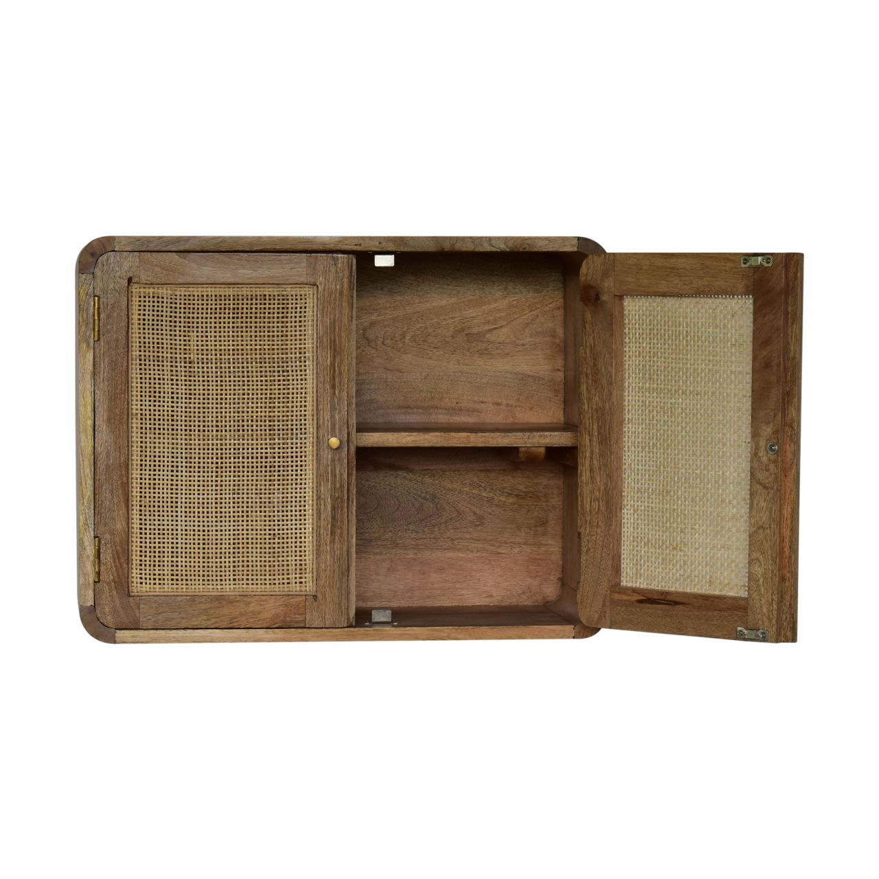 grey washed wall mounted woven cabinet