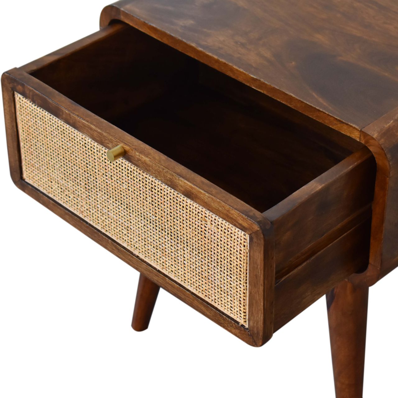 chestnut woven bedside