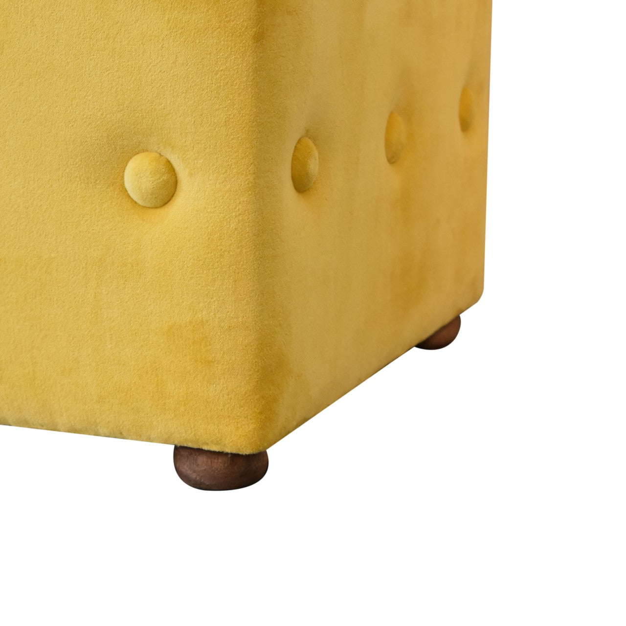 mustard yellow cotton velvet ottoman