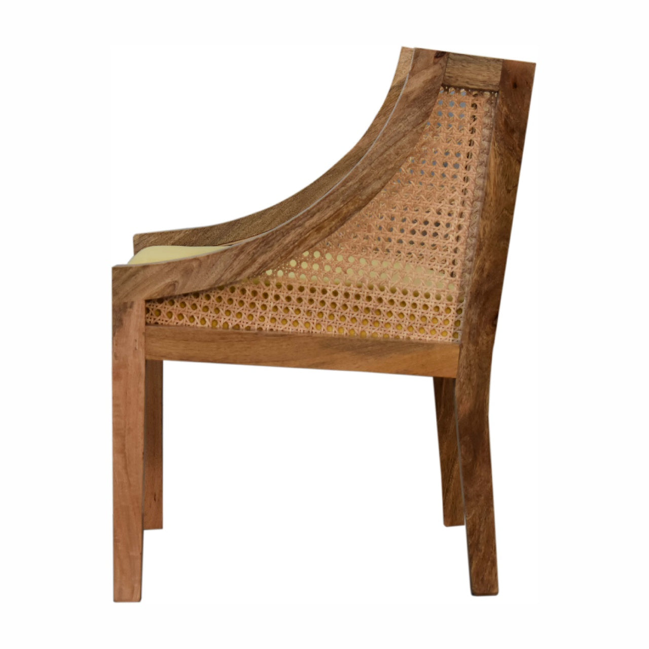 mustard cotton velvet rattan chair