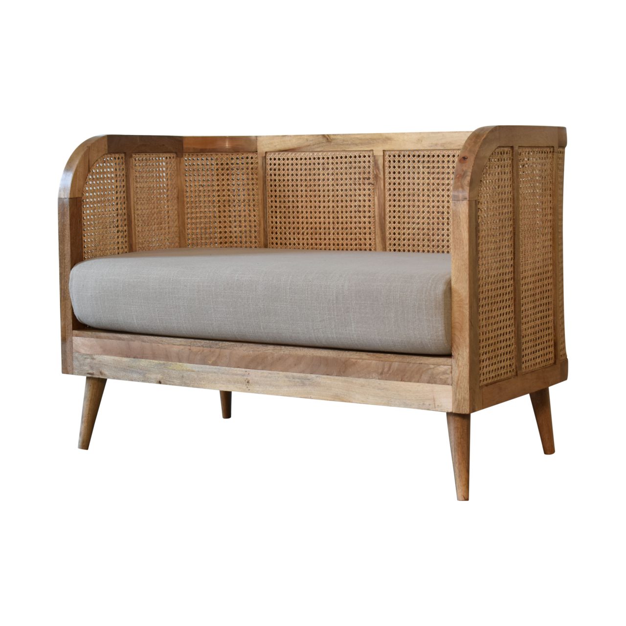 grey tweed rattan sofa