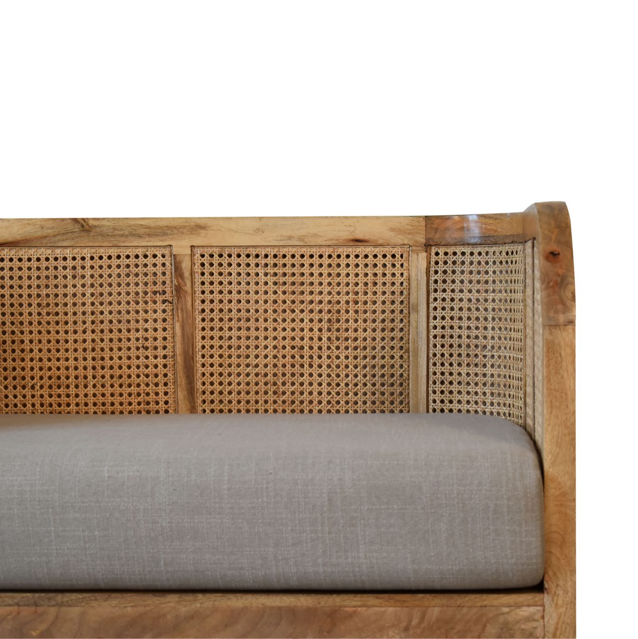 grey tweed rattan sofa