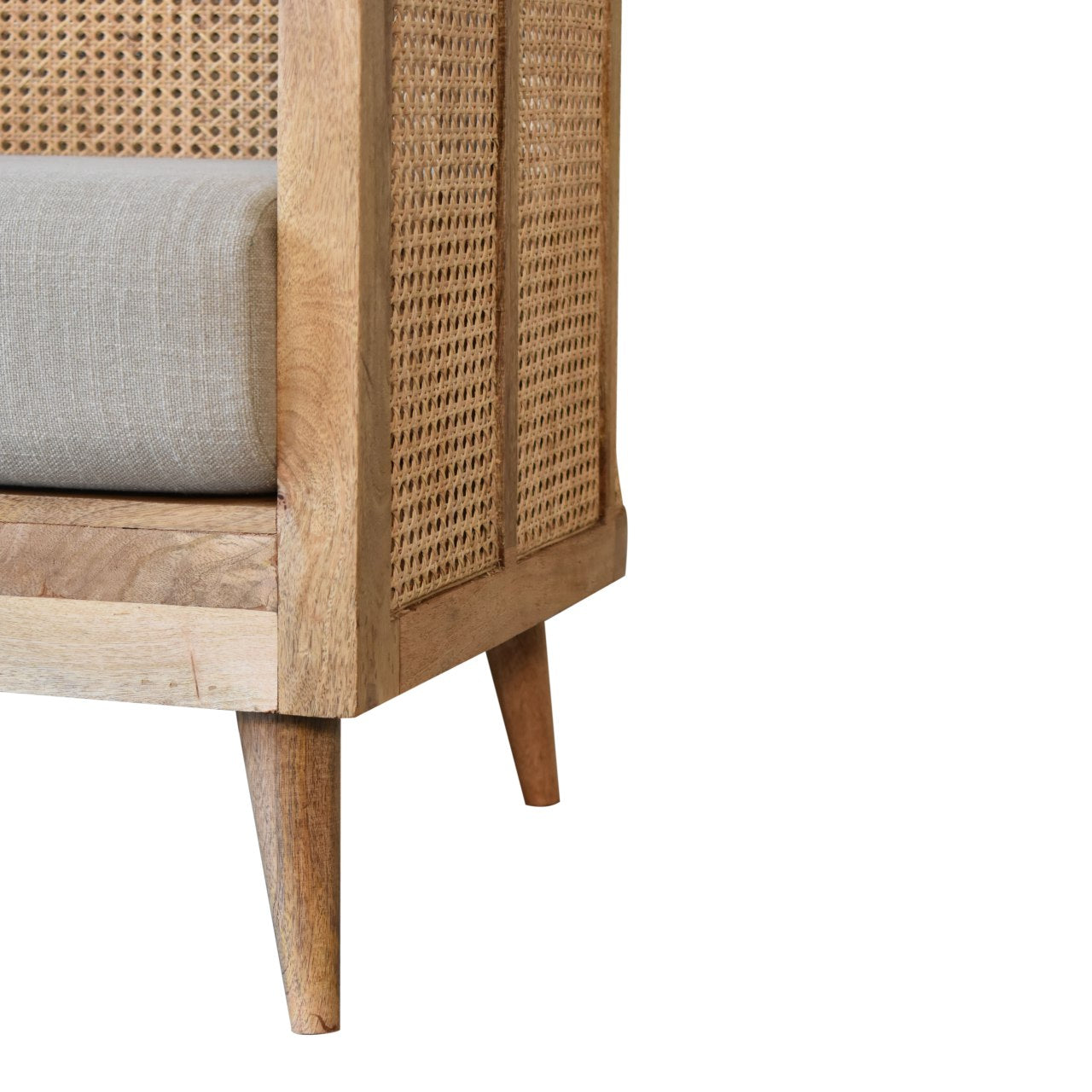 grey tweed rattan sofa