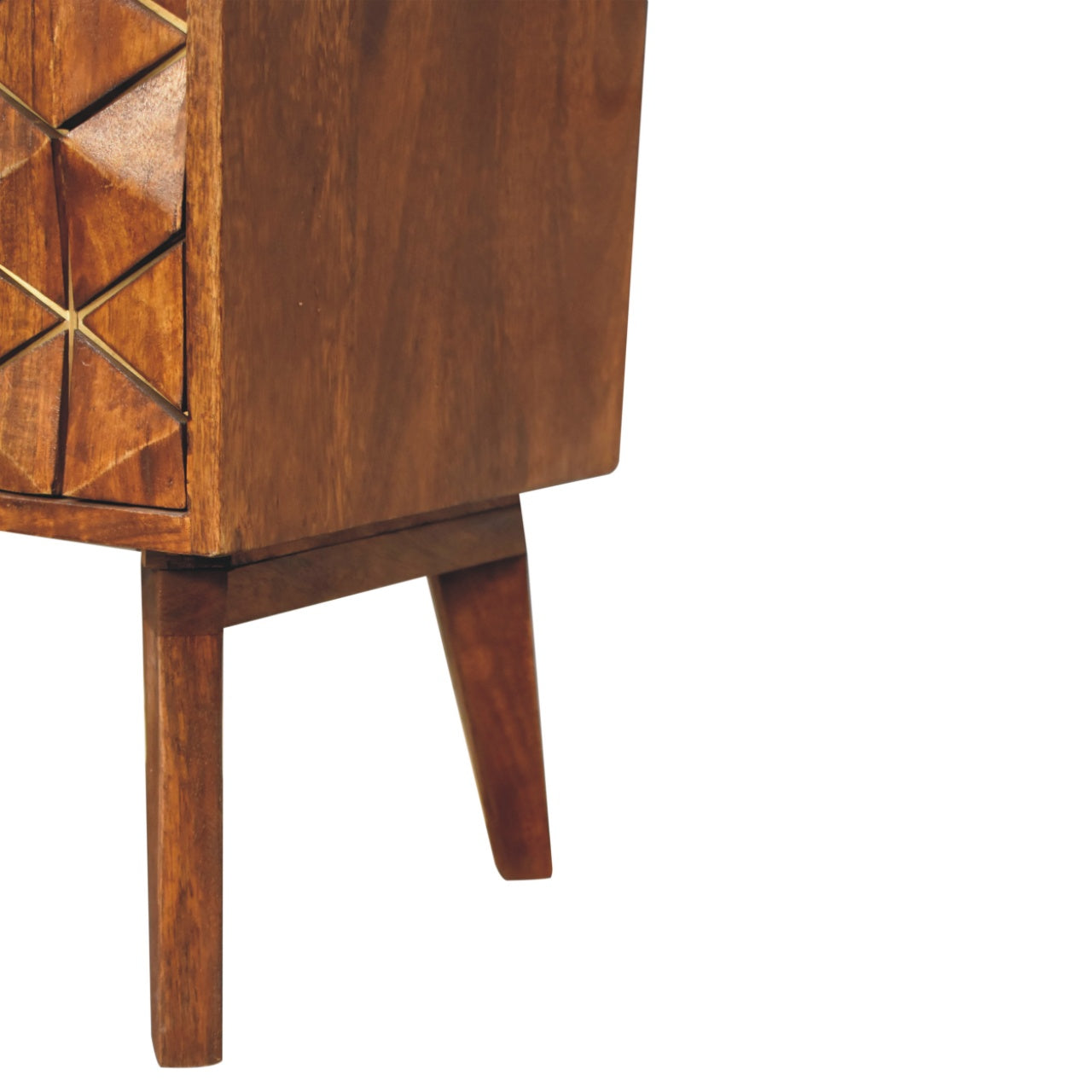 chestnut cubed brass inlay cabinet